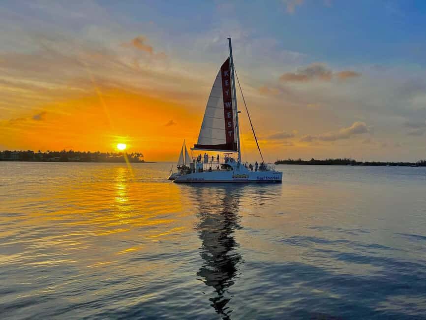 Key West: Sunset Sailing Trip with Open Bar, Food and Music - The Sandie Cat setup: room, decks, and where to stand