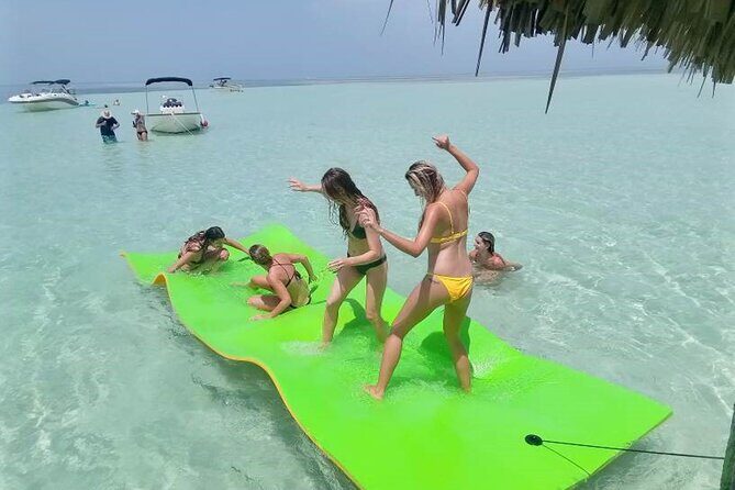 Private 2-Hour Tiki Boat Party in Key West & Mini Sandbar - Onboard Comfort: Restroom, Ice Cooler, and Floating Gear