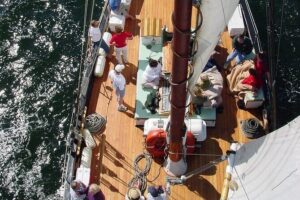 Schooner Appledore Day Sail with Full Bar in Key West - Mallory Square from the water: sunset energy without the lines